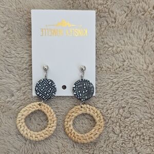 Kinsley Armelle Black and Tan Woven Earrings